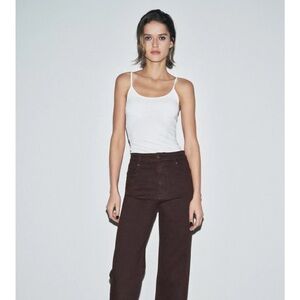 Zara ZW Collection High Rise Wide Leg Brown Jeans Size 29 (US 8) REF 8307/251